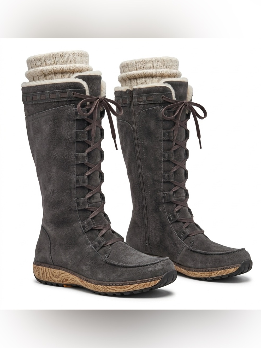 Timberland Earthkeepers Boots Sz 10 Gray Taupe Suede Tall Lace Up Combat Style - Picture 2 of 11